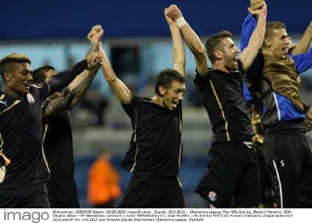Zagreb, 25.8.2015. - Champions League, Play-Offs 2nd leg, Stadion Maksimir, GNK Dinamo (blue) - KF Skenderbeu (white) 4:1 Junior FERNANDES (11), Josip PIVARIC (19) and Ivo PINTO (6)