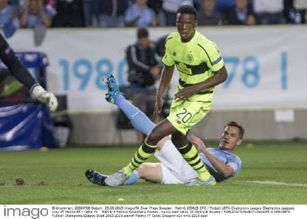 Malmö 150825 SPO Fotboll UEFA Champions League Champions Leagues play off Malmö FF - Celtic FC : Malmö 9 Markus Rosenberg Kapten i kamp med Celtic 20 Dedryck Boyata - 4.04913976