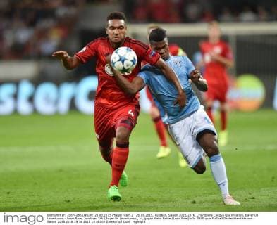 26.08.2015, Fussball, Saison 2015 2016, Champions League Qualifikation, Bayer 04 Leverkusen - Lazio Rom, Jonathan Tah (Bayer 04 Leverkusen), li., gegen Keita Balde (Lazio Rom)