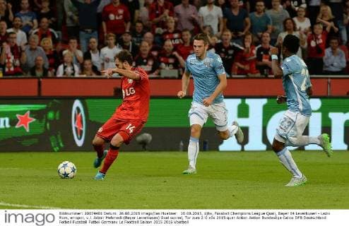 26.08.2015, xjhx, Fussball Champions League Quali, Bayer 04 Leverkusen - Lazio Rom, emspor, v.l. Admir Mehmedi (Bayer Leverkusen) Goal scored, Tor zum 2:0