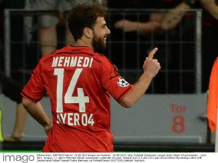 26.08.2015, xjhx, Fussball Champions League Quali, Bayer 04 Leverkusen - Lazio Rom, emspor, v.l. Admir Mehmedi (Bayer Leverkusen) celebrate the goal, Torjubel zum 2:0