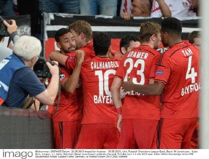 26.08.2015, xjhx, Fussball Champions League Quali, Bayer 04 Leverkusen - Lazio Rom, emspor, v.l. Admir Mehmedi (Bayer Leverkusen) celebrate the goal, Torjubel zum 2:0