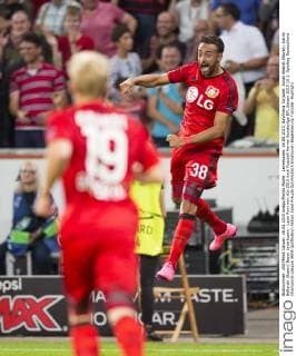 Leverkusen, 26.08.2015, BayArena Torjubel: Julian Brandt (Bayer), Karim Bellarabi (Bayer) Bayer Leverkusen - Lazio Rom mm