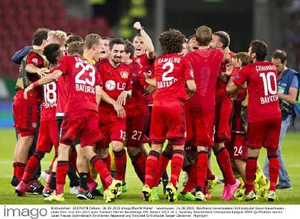 Leverkusen, 26.08.2015, BayArena Leverkusener Schlussjubel Bayer Leverkusen - Lazio Rom mm
