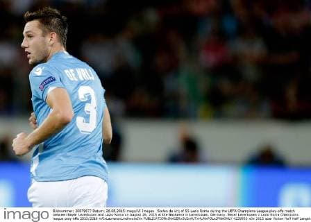 Stefan de Vrij of SS Lazio Roma during the UEFA Champions League play-offs match between Bayer Leverkusen and Lazio Roma on August 26, 2015 at the BayArena in Leverkusen, Germany. Bayer Leverkusen v Lazio Roma Champions league play-offs 2015 2016 xVIxLaurensxLindhoutxIVx 4239933