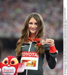Beijing, IAAF, Leichtathletik, athletics, Track and Field, World athletics Championships 2015 in Beijing, Leichtathletik WM 2015, 22-30.08.2015, National Stadium Beijing, Gesa Felicitas Krause 3000m Hindernis Frauen, Siegerehrung, Bronzemedaille