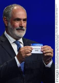 Aug. 27, 2015 - Monaco, Monaco - ANDONI ZUBIZARRETA shows the draw result of Chelsea FC during the UEFA Champions League Draws 2015 - 16 at Grimaldi Forum. Soccer 2015 - UEFA Champions League 2015 - 16 Draw  - ZUMAm119
