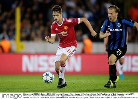 Adnan Januzaj of Manchester United ManU Ruud Vormer of Club Brugge during the UEFA Champions League play-offs match between Club Brugge and Manchester United on August 26, 2015 at the Jan Breydel stadium in Brugge, Belgium. Club Brugge v Manchester United Champions league play-offs 2015 2016 xVIxVIxIMAGESx xEricxVerhoevenxIVx 4242647