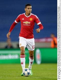 Chris Smalling of Manchester United ManU during the UEFA Champions League play-offs match between Club Brugge and Manchester United on August 26, 2015 at the Jan Breydel stadium in Brugge, Belgium. Club Brugge v Manchester United Champions league play-offs 2015 2016 xVIxVIxIMAGESx xEricxVerhoevenxIVx 4242686