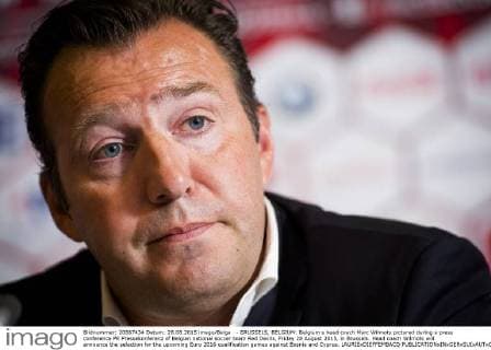 - BRUSSELS, BELGIUM: Belgium s head coach Marc Wilmots pictured during a press conference PK Pressekonferenz of Belgian national soccer team Red Devils, Friday 28 August 2015, in Brussels. Head coach Wilmots will announce the selection for the upcoming Euro 2016 qualification games against Bosnia and Cyprus. LAURIExDIEFFEMBACQ  x04688372x