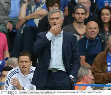 Chelsea s Jose Mourinho looks on dejected Barclays Permier League - Chelsea vs Crystal Palace - Stamford Bridge - England - 29th August 2015 - Picture David Klein Sportimage EDITORIAL USE ONLY. No use with unauthorised audio, video, data, fixture lists, club league logos or live services. Online in-match use limited to 120 images, no video emulation. No use in betting, games or single club league player publications.