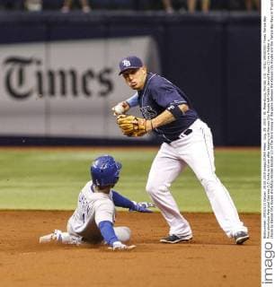 Aug. 29, 2015 - St. Petersburg, Florida, U.S. - WILL VRAGOVIC Times.Tampa Bay Rays shortstop Asdrubal Cabrera (13) looks to throw after tagging out Kansas City Royals left fielder Jarrod Dyson (1) on a fielder s choice by Kansas City Royals shortstop Alcides Escobar (2) in the third inning of the game between the Kansas City Royals and the Tampa Bay Rays in Tropicana Field in St. Petersburg, Fla. on Saturday, August 29, 2015. Florida News - Aug. 29, 2015 - ZUMAs70_