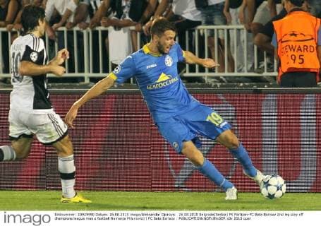 26.08.2015 Belgrade(Serbia) FK Partizan-FC Bate Borisov 2nd leg play off champions league men s football Nemanja Milunovic(r) FC Bate Borisov :