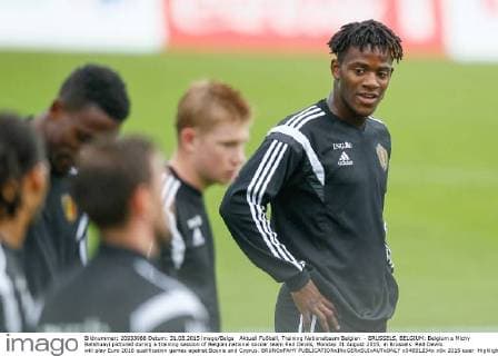 Aktuell Fußball, Training Nationalteam Belgien - BRUSSELS, BELGIUM: Belgium s Michy Batshuayi pictured during a training session of Belgian national soccer team Red Devils, Monday 31 August 2015, in Brussels. Red Devils will play Euro 2016 qualification games against Bosnia and Cyprus. BRUNOxFAHY  x04691234x