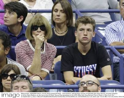 Anna Wintour watches Nick Kyrgios of Australia play Andy Murray of United Kingdom in Arthur Ashe Stadium on day two at the US Open Tennis Championships at the USTA Billie Jean King National Tennis Center in New York City on September 1, 2015.  NYP20150901132 JOHNxANGELILLO