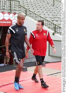 - BRUSSELS, BELGIUM: Belgium s Vincent Kompany and Belgium s head coach Marc Wilmots pictured at the start of a training session of Belgian national soccer team Red Devils, Wednesday 02 September 2015, in Brussels King Baudouin stadium (Stade Roi Baudouin - Koning Boudewijnsatdion). The Red Devils are playing Euro 2016 qualification games against Bosnia and Herzegovina tomorrow. Tuesday BRUNOxFAHY  x04692241x