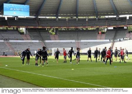 Illustration team FOOTBALL : Equipe de Belgique - Entrainement et conference de presse - Bruxelles - 02 09 2015 Photonews Panoramic 