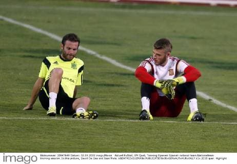 Aktuell Fußball, EM Quali, Training Spanien Spanish national team Nationalteam training session. In this picture, David De Gea and Juan Mata. xBEATRIZxGUZMANx 