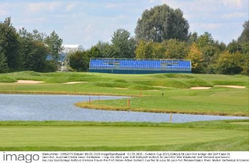 03.09.2015 , Solheim Cup 2015,Golfclub St.Leon-Rot Anlage des Golf Clubs St. Leon-Rot. Zuschaertribüne davor die Bunker. - ksp