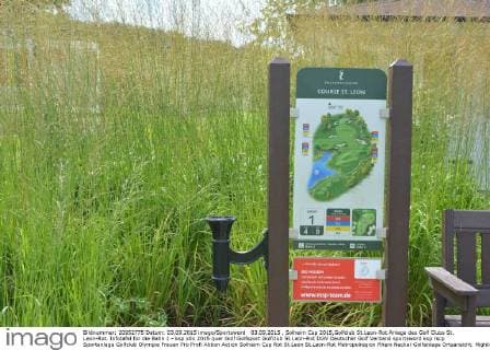 03.09.2015 , Solheim Cup 2015,Golfclub St.Leon-Rot Anlage des Golf Clubs St. Leon-Rot. Infotafel für die Bahn 1 - ksp