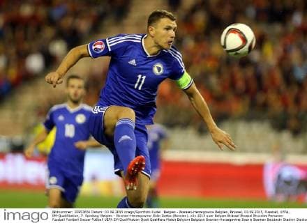 Belgien - Bosnien-Herzegowina Belglien, Brüssel, 03.09.2015, Fussball, UEFA, EM-Qualifikation, 7. Spieltag; Belgien - Bosnien-Herzegowina: Edin Dzeko (Bosnien).