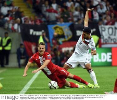 04.09.2015, xjhx, Fussball EM Quali 2016, Deutschland - Polen, emspor, v.l. Arkadiusz Milik (Polen), Emre Can (Deutsche Fussball Nationalmannschaft DFB)