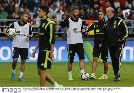 Spanish national team Nationalteam training session. In this picture, Jordi Alba, Sergio Ramos, Koke and Vicente Del Bosque. xPABLOGARCIAx 