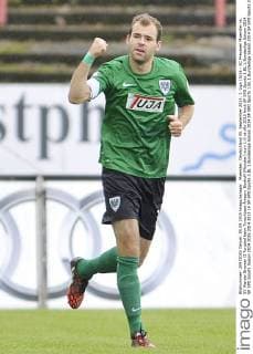 Muenster, Deutschland 05. September 2015: 3. Liga 15 16 - SC Preussen Muenster vs. SV Werder Bremen II Torjubel beim Torschüsse Amaury Bischoff (Münster) zum 1:0 ot