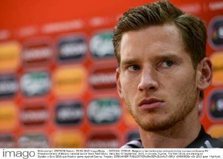 - NICOSIA, CYPRUS: Belgium s Jan Vertonghen pictured during a press conference PK Pressekonferenz of Belgian national soccer team Red Devils, Saturday 05 September 2015, in Nicosia, Cyprus. The Red Devils are playing on Sunday a Euro 2016 qualification game against Cyprus. Tuesday DIRKxWAEM  x04693935x