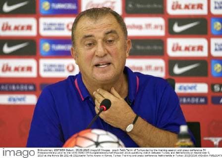 coach Fatih Terim of Turkye during the training session and press conference PK Pressekonferenz prior to the UEFA EURO EM Europameisterschaft Fussball 2016 qualifying match between Turkey and Netherlands on September 5, 2015 at the Konya B& 252;y& 252;ksehir Torku Arena in Konya, Turkey Training and press conference Netherlands in Turkey 2015 2016 xVIxxIVx 4278657