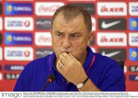 coach Fatih Terim of Turkye during the training session and press conference PK Pressekonferenz prior to the UEFA EURO EM Europameisterschaft Fussball 2016 qualifying match between Turkey and Netherlands on September 5, 2015 at the Konya B& 252;y& 252;ksehir Torku Arena in Konya, Turkey Training and press conference Netherlands in Turkey 2015 2016 xVIxxIVx 4278663