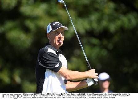 September 5, 2015 - Norton, Massachusetts - Jim Furyk reacts to his shot on the 16th hole during the second round of the PGA Golf Herren Deutsche Bank Championship tournament held at TPC Boston in Norton, Massachusetts. PGA 2015: Deutsche Bank Championship SEP 05 - ZUMAc04_