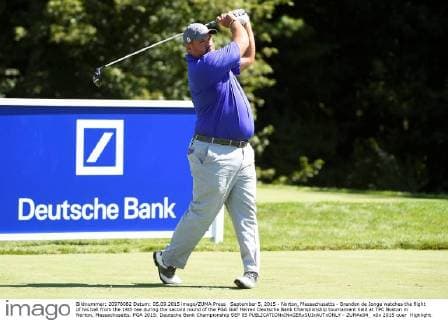 September 5, 2015 - Norton, Massachusetts - Brendon de Jonge watches the flight of his ball from the 14th tee during the second round of the PGA Golf Herren Deutsche Bank Championship tournament held at TPC Boston in Norton, Massachusetts. PGA 2015: Deutsche Bank Championship SEP 05 - ZUMAc04_