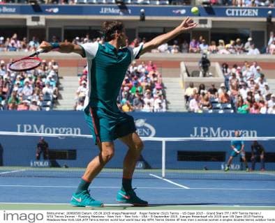 Roger Federer (SUI) Tennis - US Open 2015 - Grand Slam ITF ATP Tennis Herren WTA Tennis Damen - Flushing Meadows - New York - New York - USA - 5 September 2015. Juergen Hasenkopf