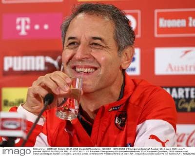 SOCCER - UEFA EURO EM Europameisterschaft Fussball 2016 quali, SWE vs AUT, preview VIENNA,AUSTRIA,06.SEP.15 - SOCCER - UEFA European Championship EM Europameisterschaft 2016, European Qualifiers, OEFB international match Länderspiel Sweden vs Austria, preview, press conference PK Pressekonferenz of team AUT. Image shows head coach Marcel Koller (AUT). GEPAxpictures xChristianxOrt