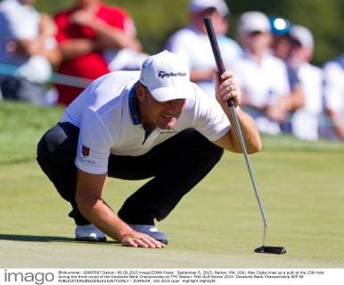 September 6, 2015; Norton, MA, USA; Alex Cejka lines up a putt at the 15th hole during the third round of the Deutsche Bank Championship at TPC Boston. PGA Golf Herren 2015: Deutsche Bank Championship SEP 06 - ZUMAc04_
