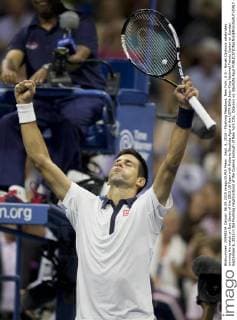 Sept. 6, 2015 - Flushing Meadows, New York, U.S - Novak Djokovic celebrates winning his match on Day Seven of the 2015 US Open with Roberto Bautista Agut at the USTA Billie Jean King National Tennis Center on Sunday September 6, 2015 in the Flushing neighborhood of the Queens borough of New York City. Djokovic vs. Bautista Agut - ZUMAp124