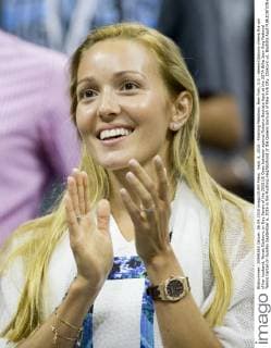 Sept. 6, 2015 - Flushing Meadows, New York, U.S - Jelena Djokovic cheers the win of her husband, Novak Djokovic on Day Seven of the 2015 US Open between against Roberto Bautista Agut at the USTA Billie Jean King National Tennis Center on Sunday September 6, 2015 in the Flushing neighborhood of the Queens borough of New York City. Djokovic vs. Bautista Agut - ZUMAp124
