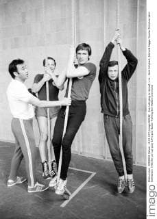 Box-Lehrgang in Hennef, v.re.: Gerd Schubert, Eckhard Dagge, Gunnar Münchow beim Seilklettern