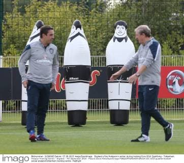 England s Roy Hodgson in action during training Euro 2016 Qualifying - Tottenham Hotspur Training Centre - England - 7th September 2015 - Picture David Klein Sportimage EDITORIAL USE ONLY. No use with unauthorised audio, video, data, fixture lists, club league logos or live services. Online in-match use limited to 120 images, no video emulation. No use in betting, games or single club league player publications.