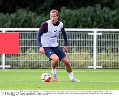 England s Harry Kane in action during training Euro 2016 Qualifying - Tottenham Hotspur Training Centre - England - 7th September 2015 - Picture David Klein Sportimage EDITORIAL USE ONLY. No use with unauthorised audio, video, data, fixture lists, club league logos or live services. Online in-match use limited to 120 images, no video emulation. No use in betting, games or single club league player publications.