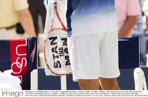 Racket of STAN THE MAN - TENNIS - ATP Tennis Herren US Open 2015 NEW YORK CITY,NEW YORK,USA,07.SEP.15 - TENNIS - ATP World Tour, US Open 2015, Grand Slam, Flushing Meadows. Image shows the racket of Stanislas Wawrinka (SUI). GEPAxpictures xMatthiasxHauer