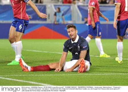 OLIVIER GIROUD - DECEPTION FOOTBALL, Länderspiel, Nationalteam : Frankreich - Serbien - Freundschaftsspiel - Bordeaux - 07 09 2015 FEPx 
