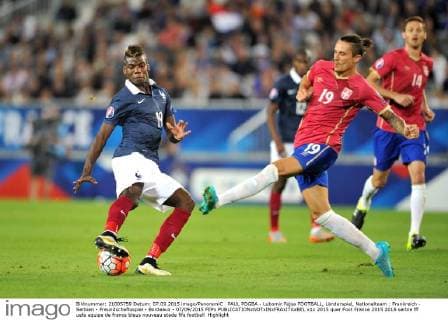 PAUL POGBA - Lubomir Fejsa FOOTBALL, Länderspiel, Nationalteam : Frankreich - Serbien - Freundschaftsspiel - Bordeaux - 07 09 2015 FEPx 