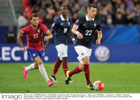 Morgan Schneiderlin - Adem Ljajic FOOTBALL : Frankreich - Serbien Testspiel, Nationalteam Länderspiel - 07 09 2015 FEPx 
