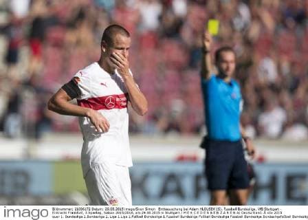 Enttaeuschung bei Adam HLOUSEK (S). Fussball Bundesliga, VfB Stuttgart - Eintracht Frankfurt, 3.Spieltag, Saison 2015 2016, am 29.08.2015 in Stuttgart M E R C E D E S B E N Z A R E N A Deutschland. Â