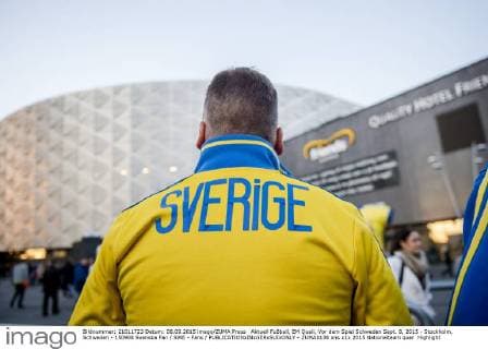 Aktuell Fußball, EM Quali, Vor dem Spiel Schweden Sept. 8, 2015 - Stockholm, Schweden - 150908 Svenska Fan SWE - Fans  - ZUMAb138