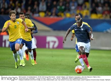 Aktuell Fußball, U21 Testspiel, Frankreich - Brasilien Benjamin Mendy (fra) - Lucas Silva (bre) FOOTBALL : France vs Bresil - Espoirs - match amical - 08 09 2015 AnthonyBIBARD FEP Panoramic 