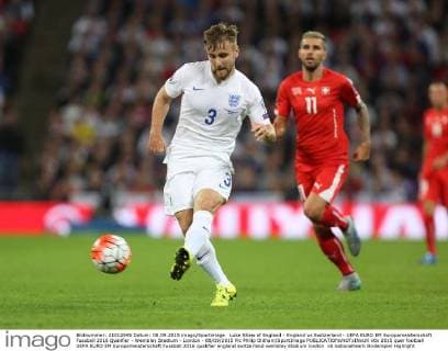 Luke Shaw of England - England vs Switzerland - UEFA EURO EM Europameisterschaft Fussball 2016 Qualifier - Wembley Stadium - London - 08 09 2015 Pic Philip Oldham SportImage EDITORIAL USE ONLY. No use with unauthorised audio, video, data, fixture lists, club league logos or live services. Online in-match use limited to 120 images, no video emulation. No use in betting, games or single club league player publications.