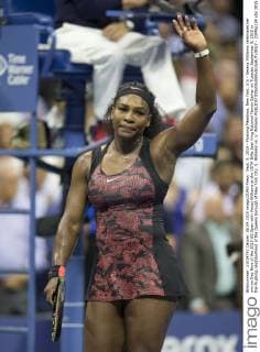 Sept. 8, 2015 - Flushing Meadows, New York, U.S - Serena Williams celebrates her win on Day Nine of the 2015 US Open with Venus Williams at the USTA Billie Jean King National Tennis Center on Tuesday September 8, 2015 in the Flushing neighborhood of the Queens borough of New York City. S. Williams vs. V. Williams - ZUMAp124